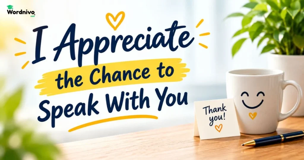 I Appreciate The Chance To Speak With You