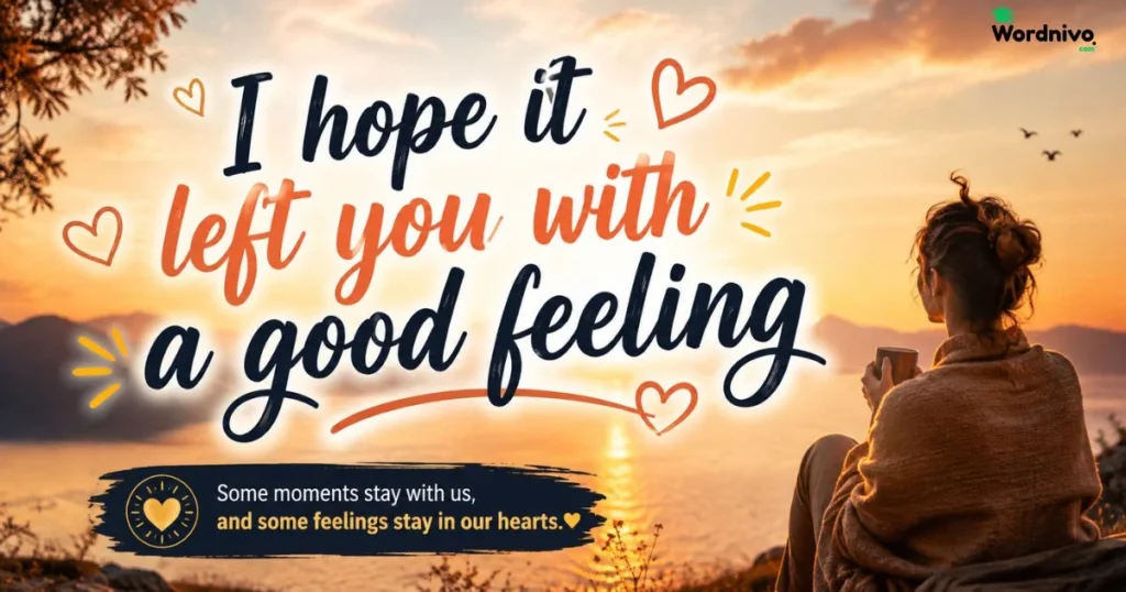 I Hope It Left You With A Good Feeling
